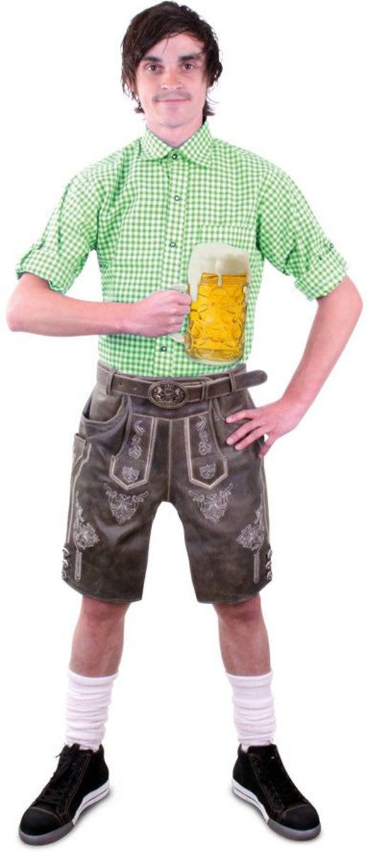 Boeren Tirol & Oktoberfest Kostuum | Traditionele Lederhosen Tirol Olijfgroen Man | Maat 62 | Bierfeest | Verkleedkleding